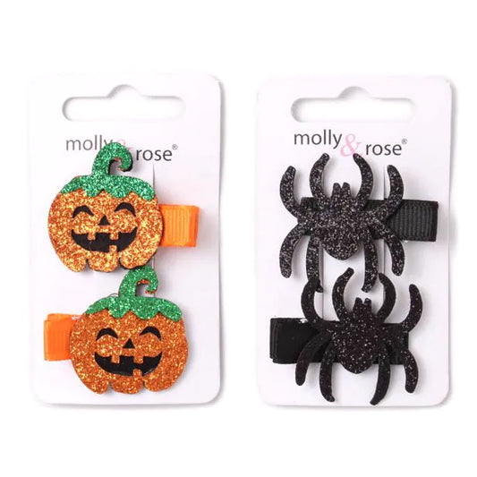 Set Of 2 Halloween Glitter Motif Clips