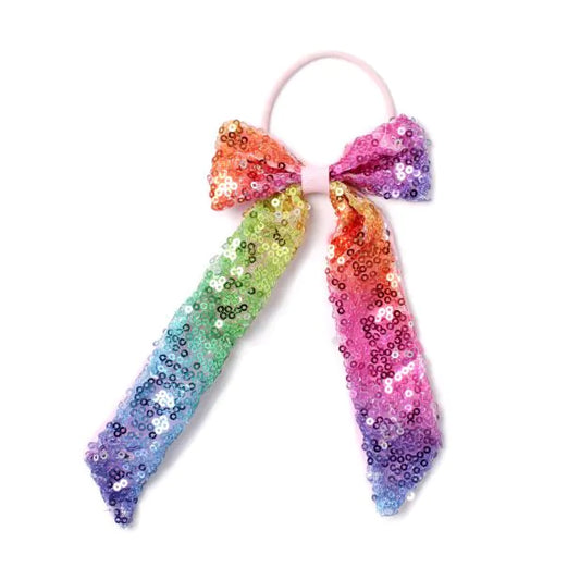Bow Elastic - Rainbow Sequins