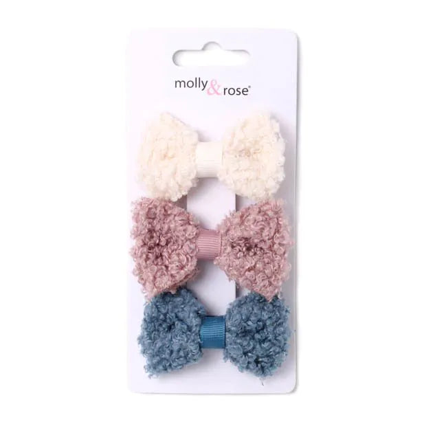 Set Of 3 Boucle Bow Clips