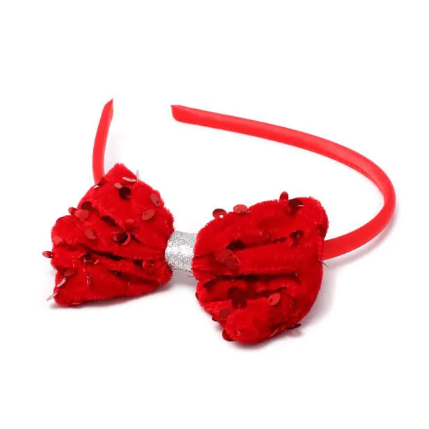 Red Velvet & Sequin Bow Aliceband