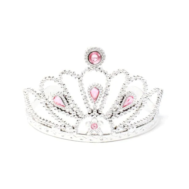 Recycled Silver Plastic Tiara With Pink Stones