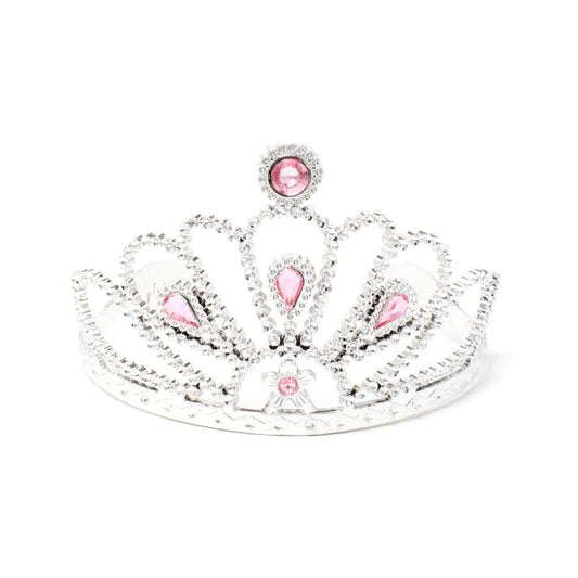 Recycled Silver Plastic Tiara With Pink Stones