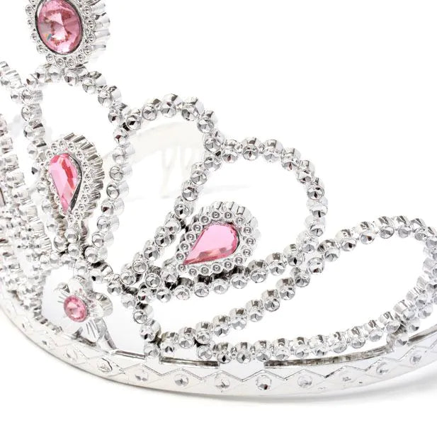 Recycled Silver Plastic Tiara With Pink Stones