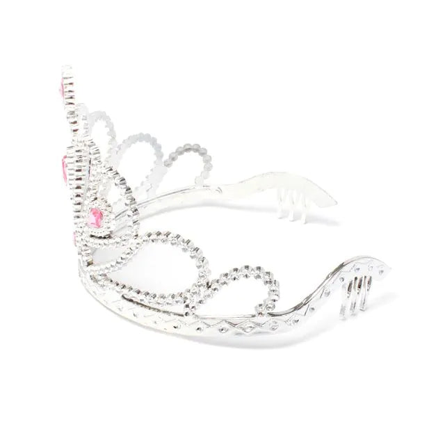 Recycled Silver Plastic Tiara With Pink Stones