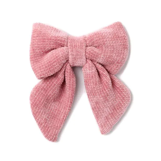 Pink Chenille Bow Clip