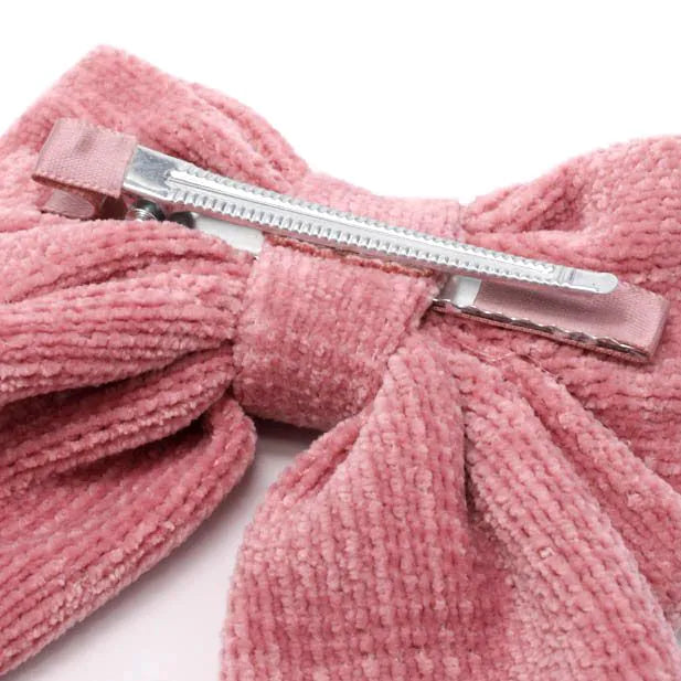 Pink Chenille Bow Clip