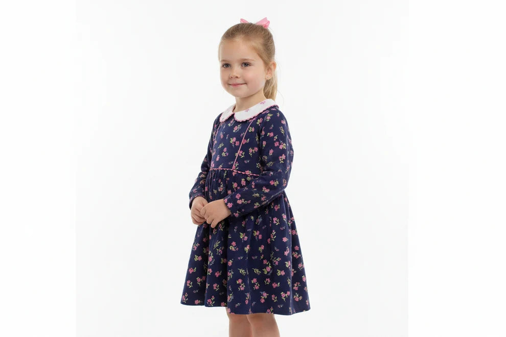 Girls Floral Corduroy Dress