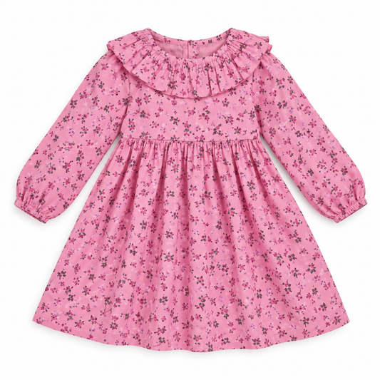 Girls Floral Corduroy Dress