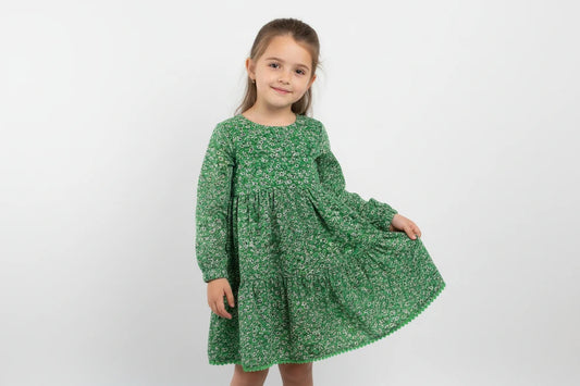 Girls Floral Long Sleeved Dress