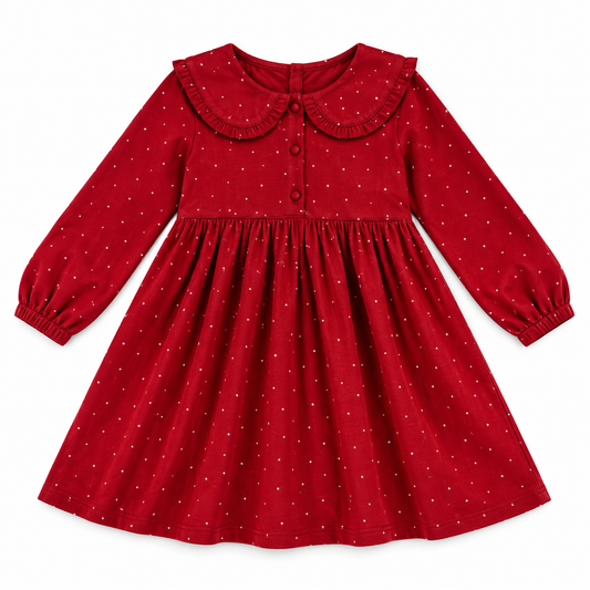 Girls Polka Dot Long Sleeved Dress