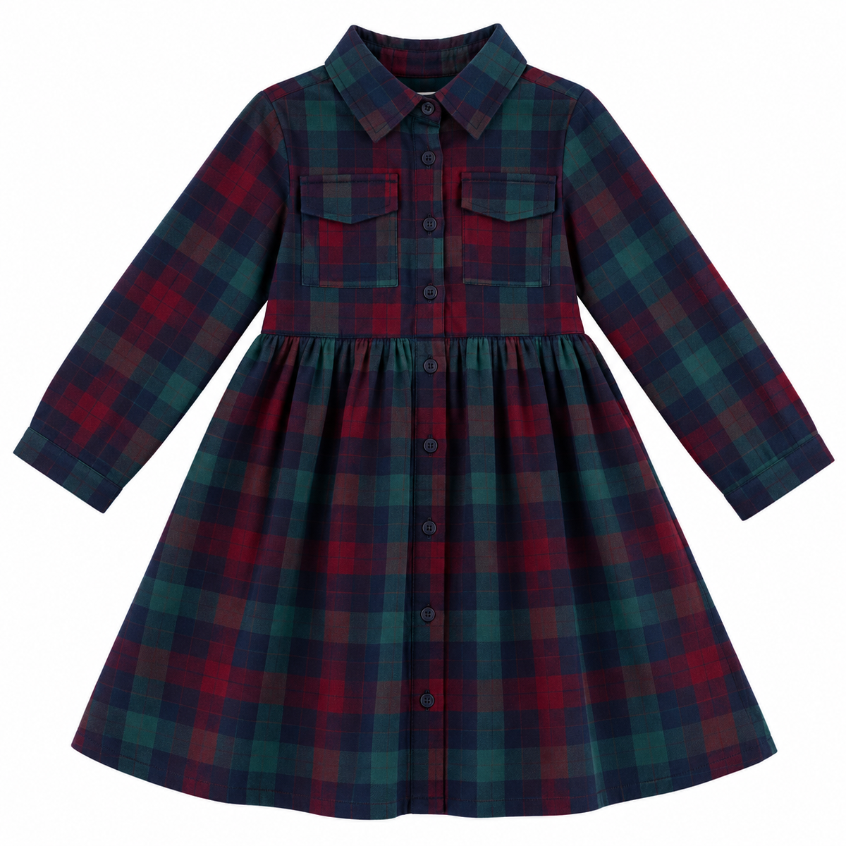 Girls Corduroy Check Dress