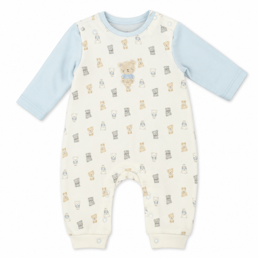 Baby Boys Teddy Print Dungaree Outfit