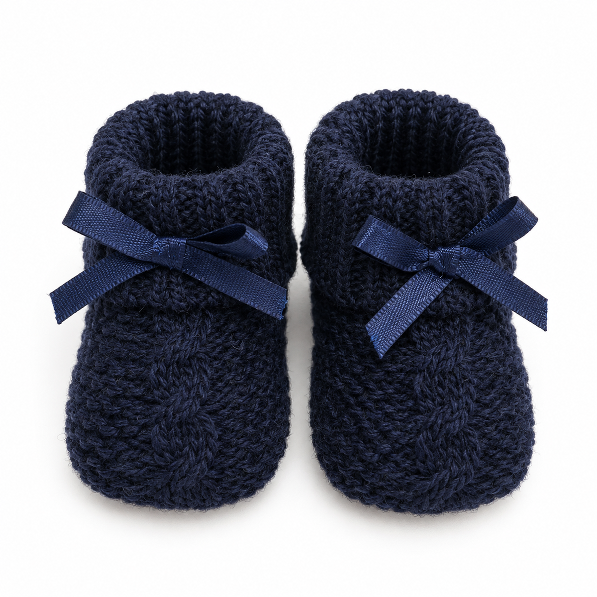 Navy Blue Cable Knit Booties