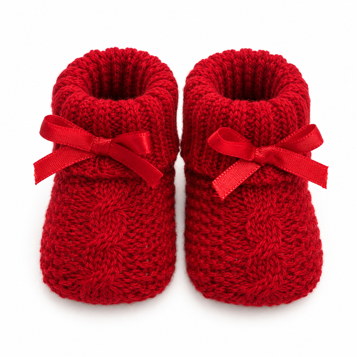 Red Cable Knit Booties