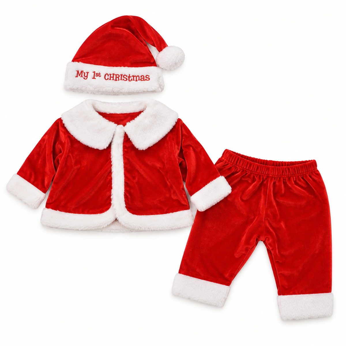 Baby Santa Claus 3 Piece Dress Up Outfit - My First Christmas