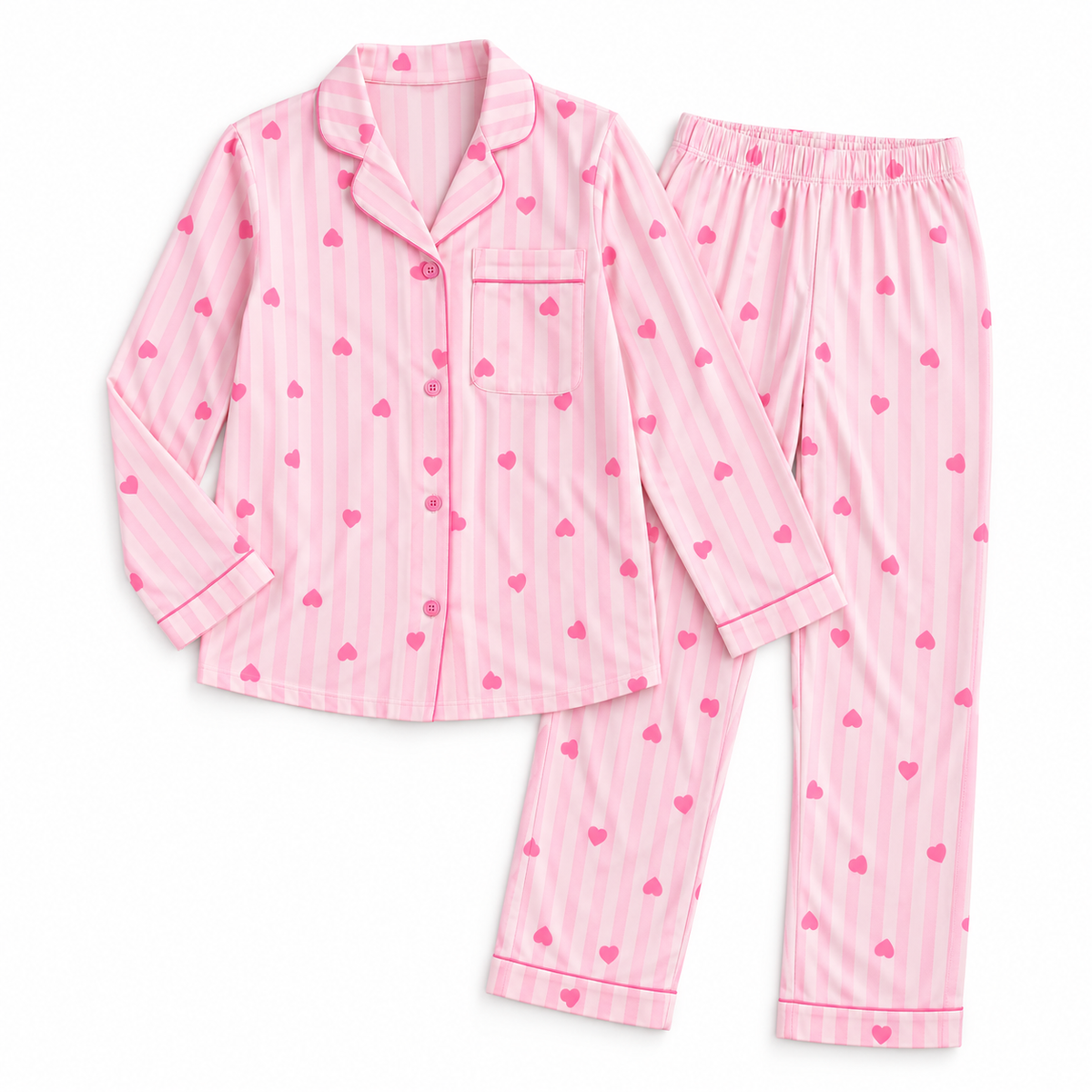 Girls Heart Stripe Pyjamas