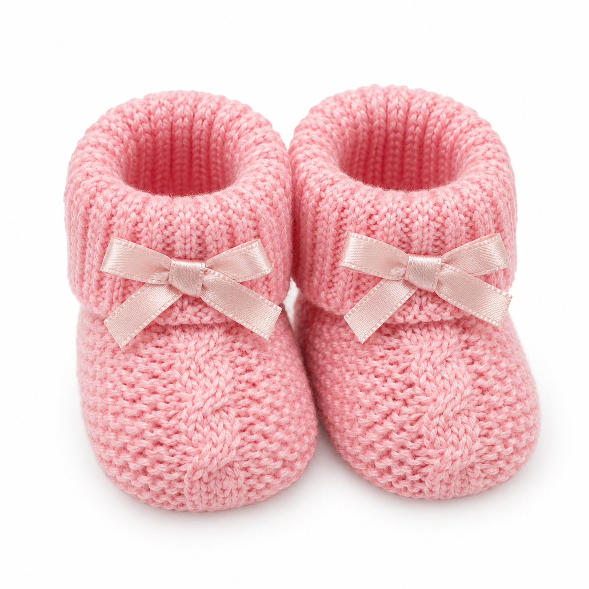 Pink Cable Knit Booties