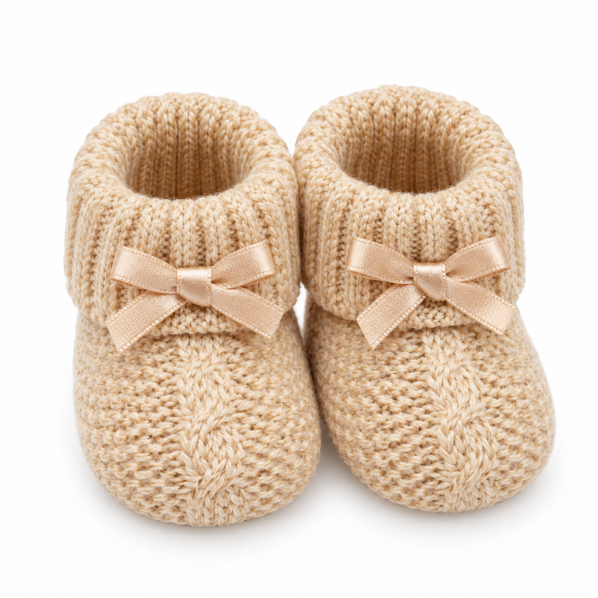 Beige Cable Knit Booties