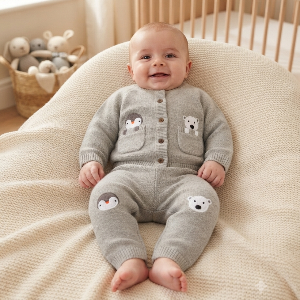 Baby Embroidered Knitted Outfit