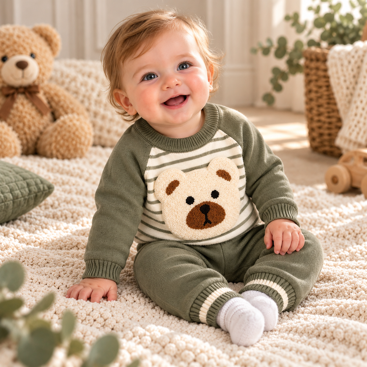 Baby Boys Knitted Teddy Bear Outfit