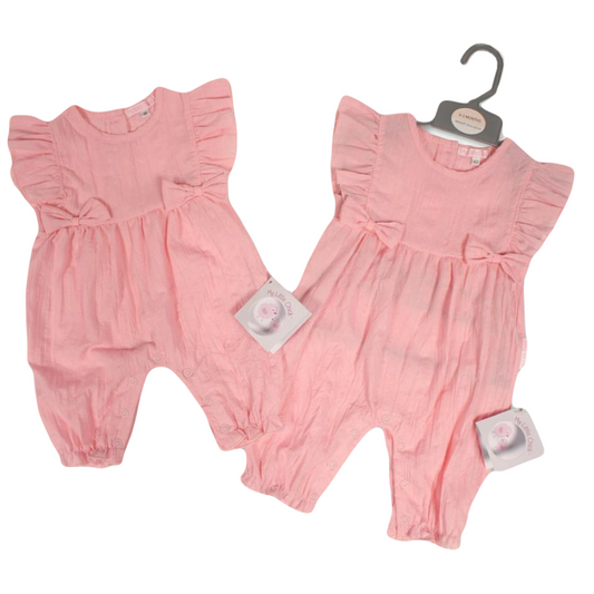 Baby Girls Frill Shoulder Dungaree