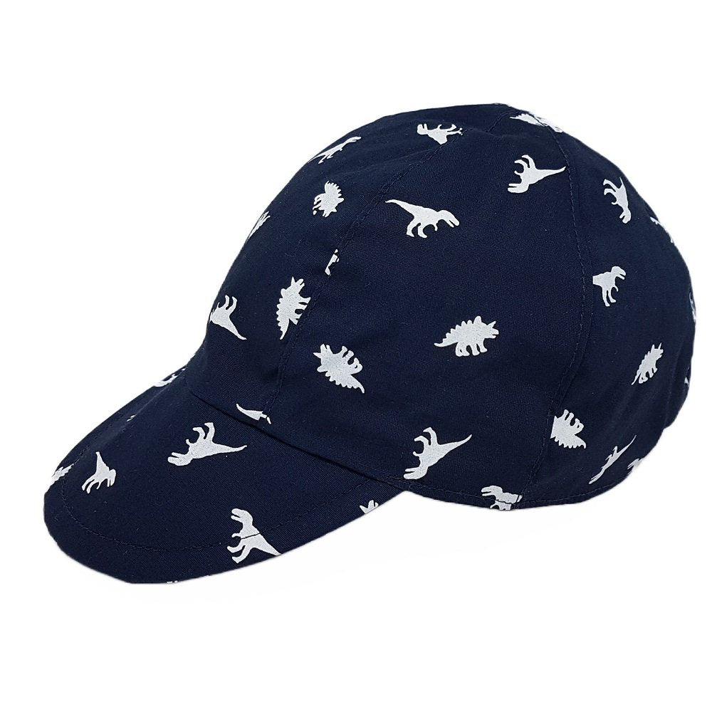 Navy Dinosaur Print Soft Peak Cap