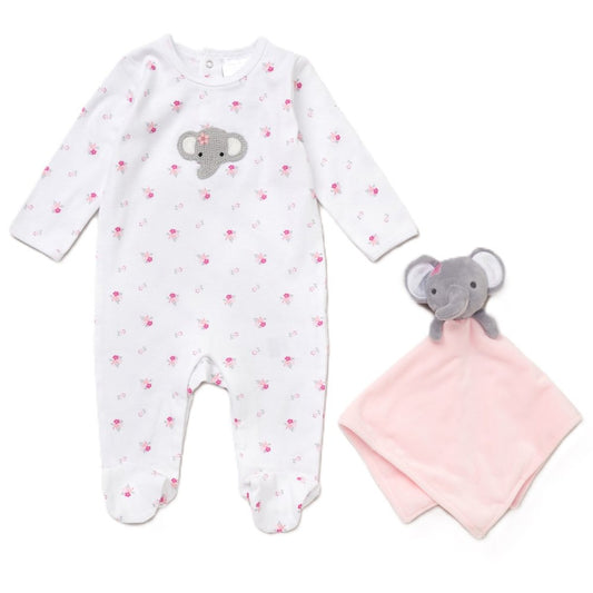 Baby Girls Elephant Sleepsuit & Comforter