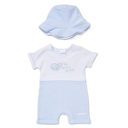 Baby Boys Waffle Romper & Reversible Hat