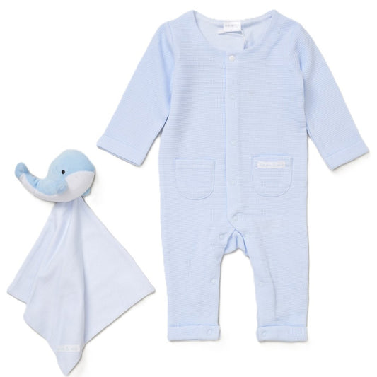 Baby Boys Waffle Romper & Comforter