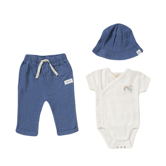 Baby Boys Organic 3 Piece Muslin Outfit