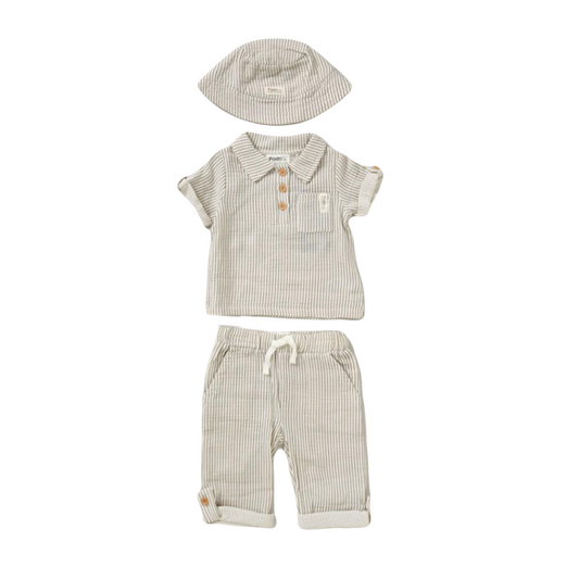 Baby Boys 3 Piece Muslin Outfit