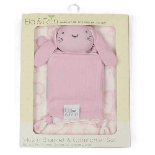 Pink Muslin Blanket & Comforter Gift Box