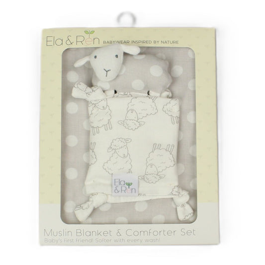 Grey Muslin Blanket & Comforter Gift Box