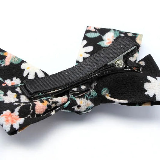 2 Floral Print Bow Clips