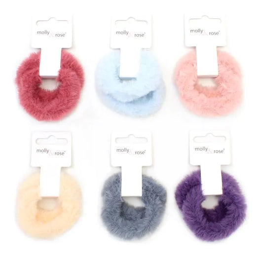 2 Mini Faux Fur Scrunchies