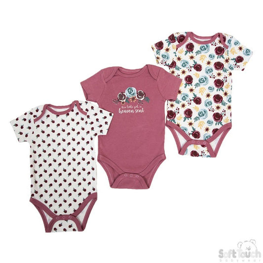 Baby Girls 3 Pack Floral Bodysuits