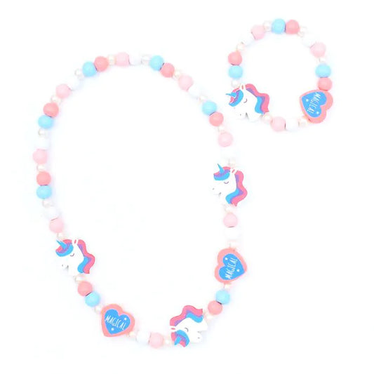 Unicorn Bead Necklace & Bracelet Set