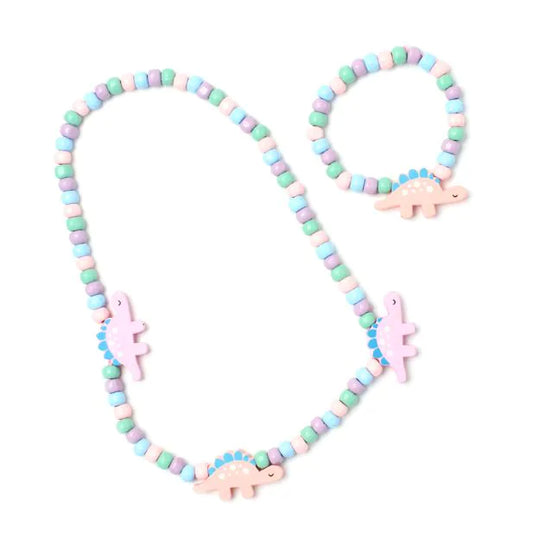 Dinosaur Bead Necklace & Bracelet Set