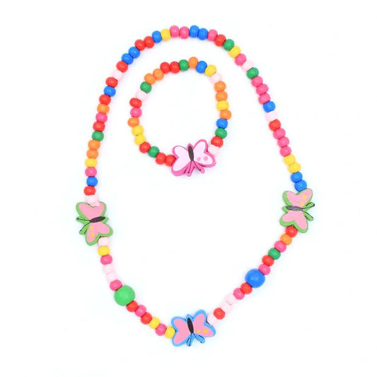 Butterfly Bead Necklace & Bracelet Set