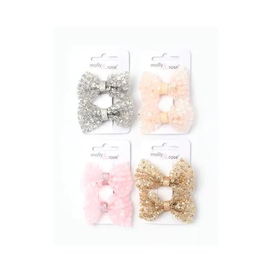 2 Glitter Bow Clips