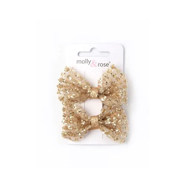 2 Glitter Bow Clips