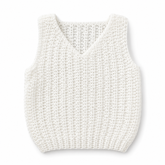 Hand Crocheted V Neck Sweater Vest