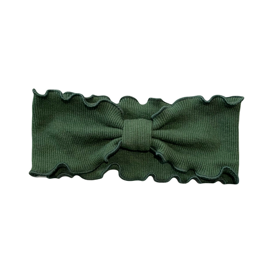 Green Ribbed Frill Edge Headband