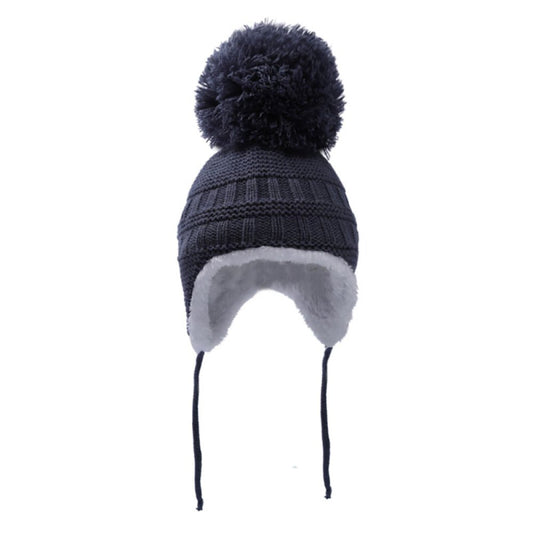 Baby Sherpa Lined Knitted Hat with Pom Pom