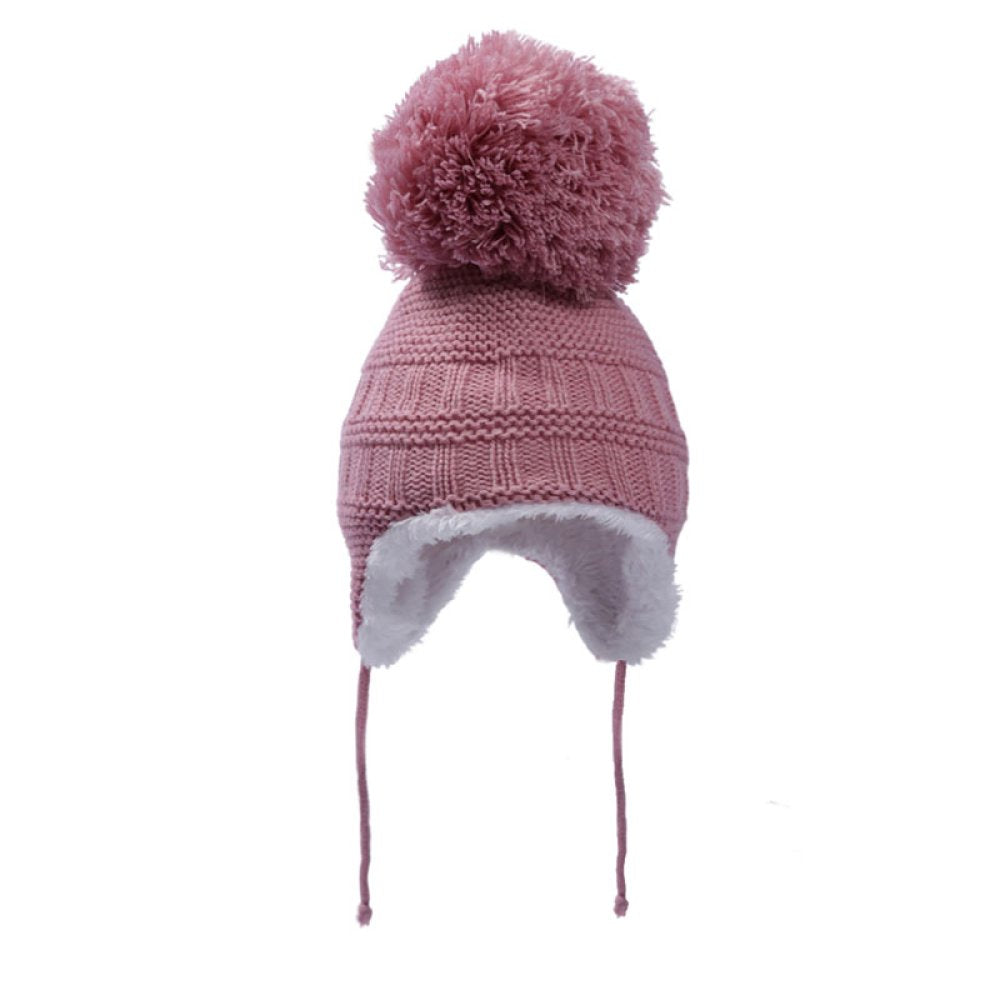 Baby Sherpa Lined Knitted Hat with Pom Pom