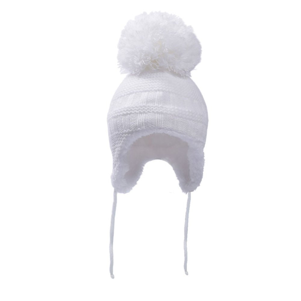 Baby Sherpa Lined Knitted Hat with Pom Pom