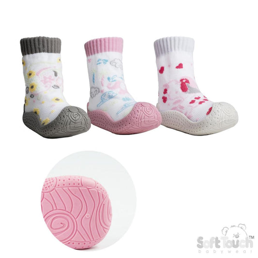 Baby Girls Rubber Soled Socks