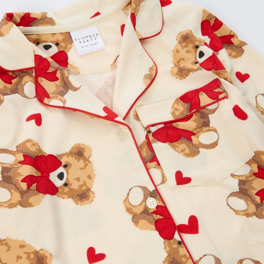 Girls Teddy Print Classic Pyjamas