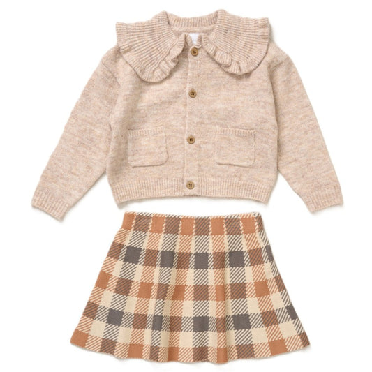 Girls True Knit Cardigan & Skirt Outfit