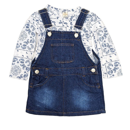 Girls Denim Dress & Long Sleeve T-Shirt Outfit